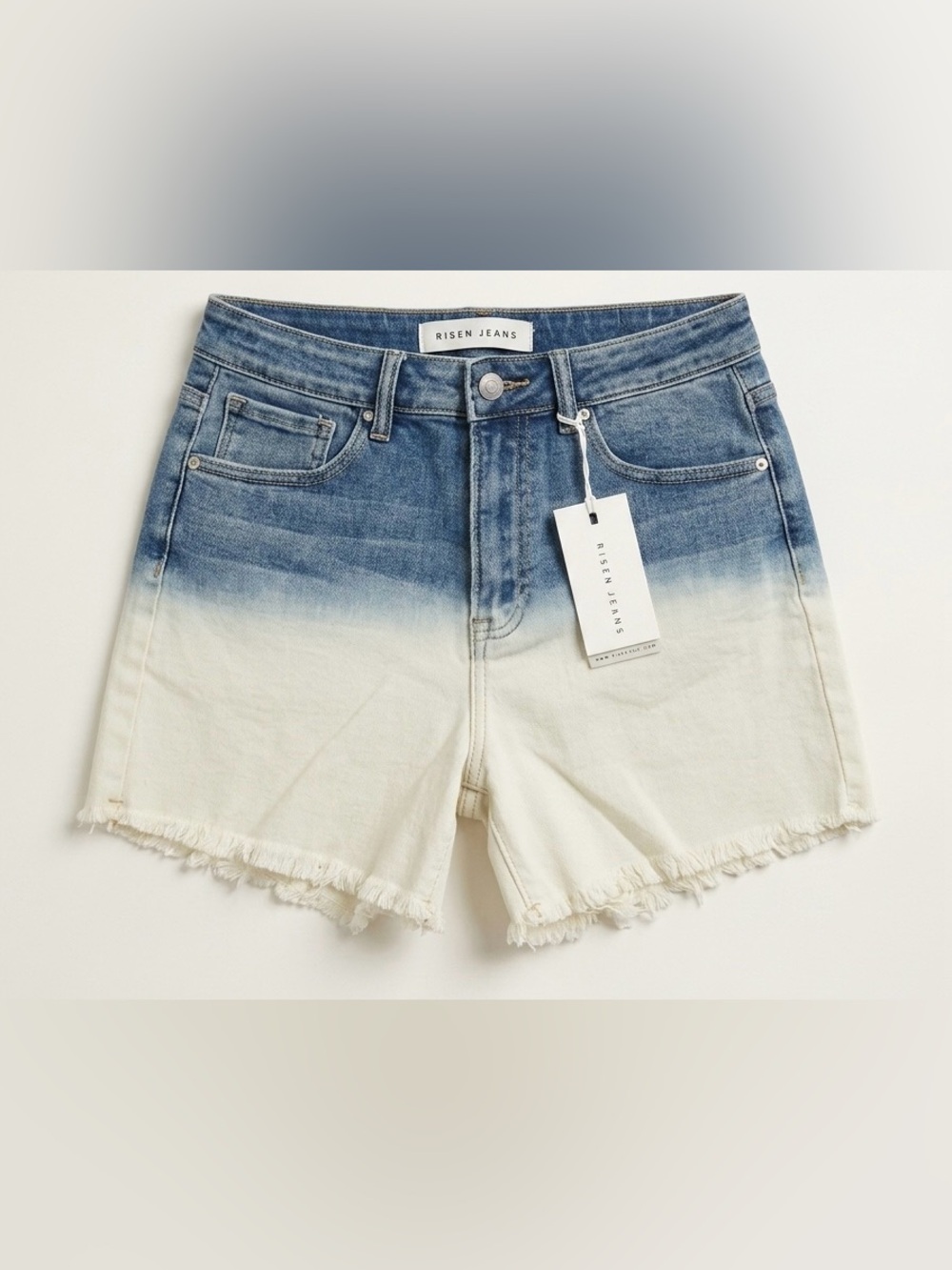 Risen High Rise shorts Ombre Frayed Size Large NWT
